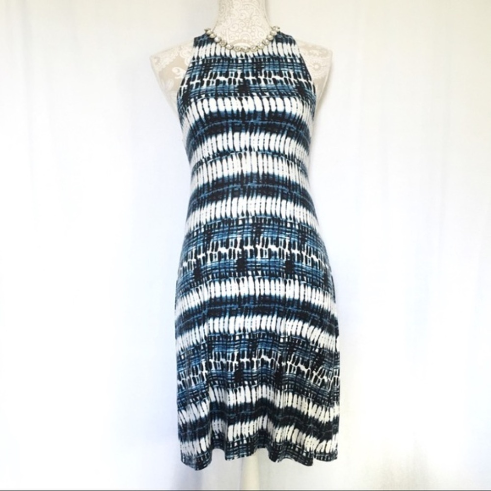 Athletes // Blue, Black Tie Dye Racerback Dress XS dr1